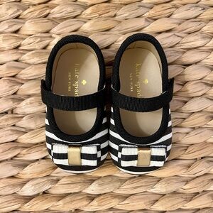 Kate Spade Black & White Striped Bow Mary Jane’s | Size 3-6Month